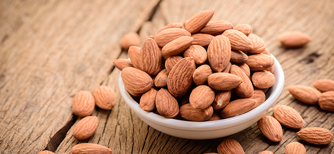 A mound of nutrient-rich almonds