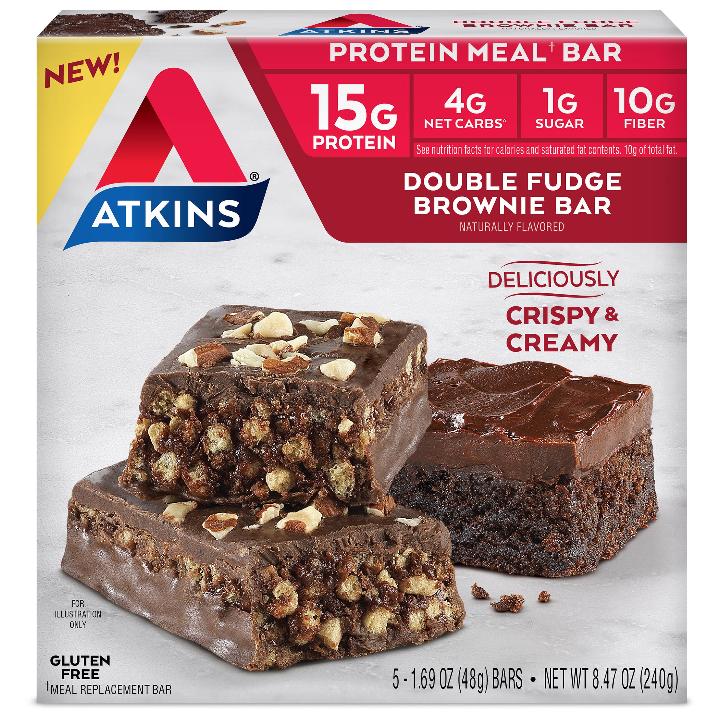 Atkins Double Fudge Brownie 5 count Package