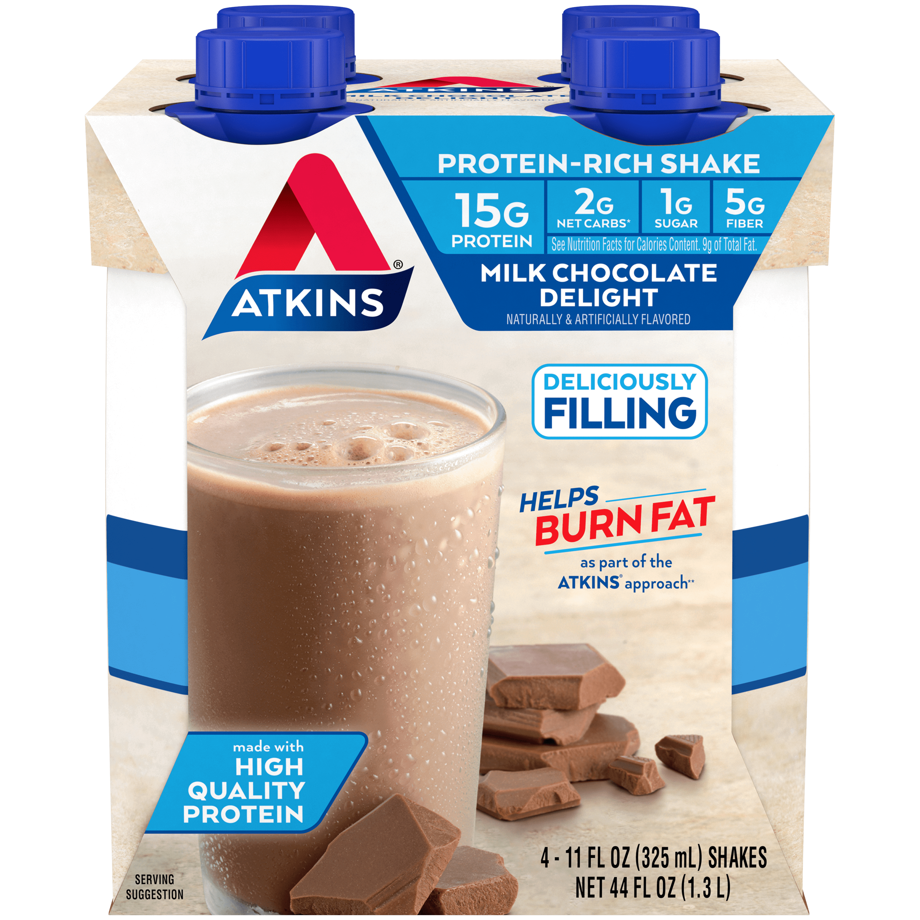 370g 10 Servings Atkins Low Carb Chocolate Shake Mix High Protein 