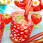 Rhubarb strawberry margarita