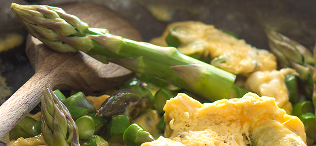 Photo of Scrambled Eggs with Goat Cheese and Asparagus