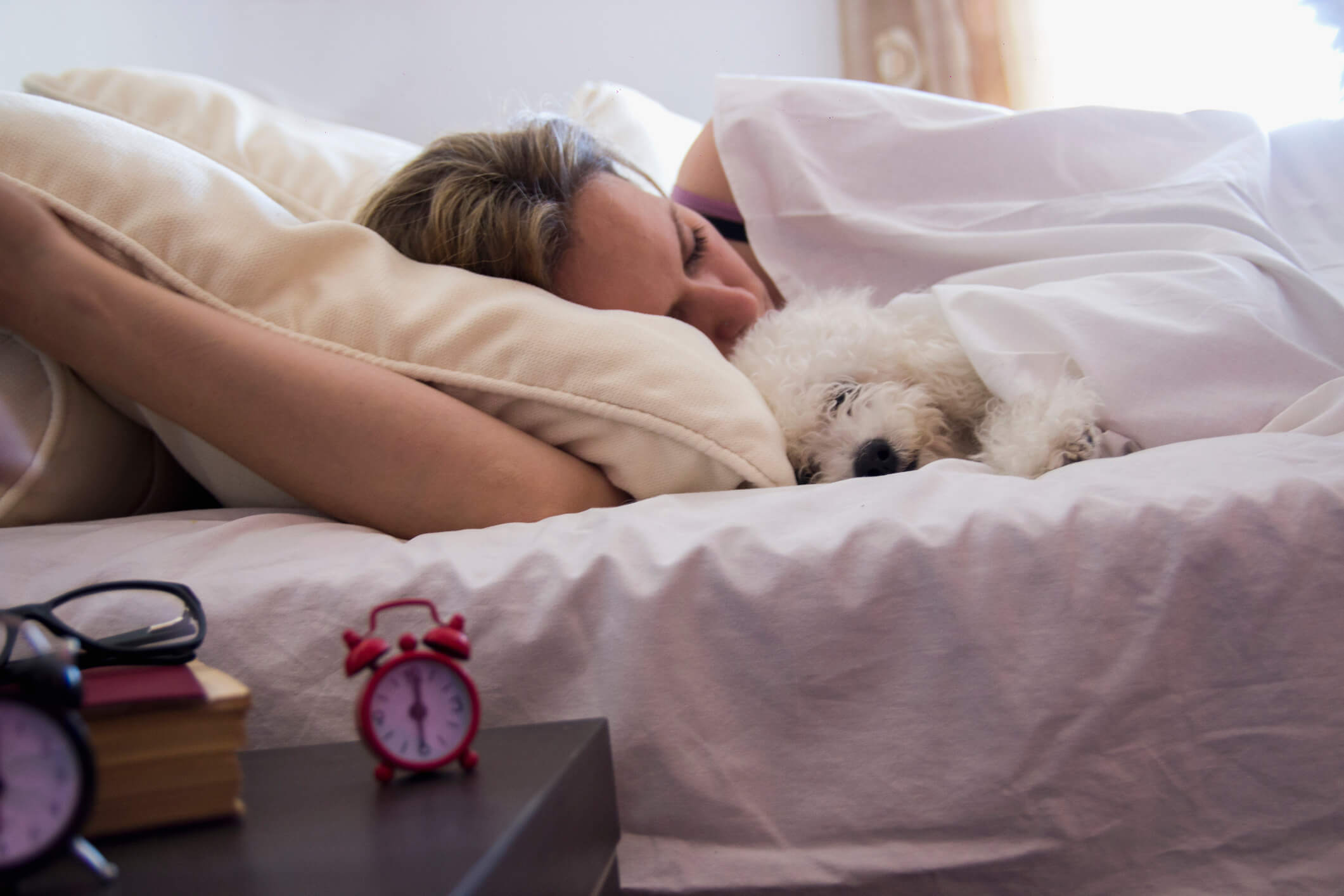 Lady and dog sleeping