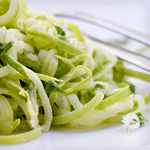 zucchini spaghetti with lemon chive dressing