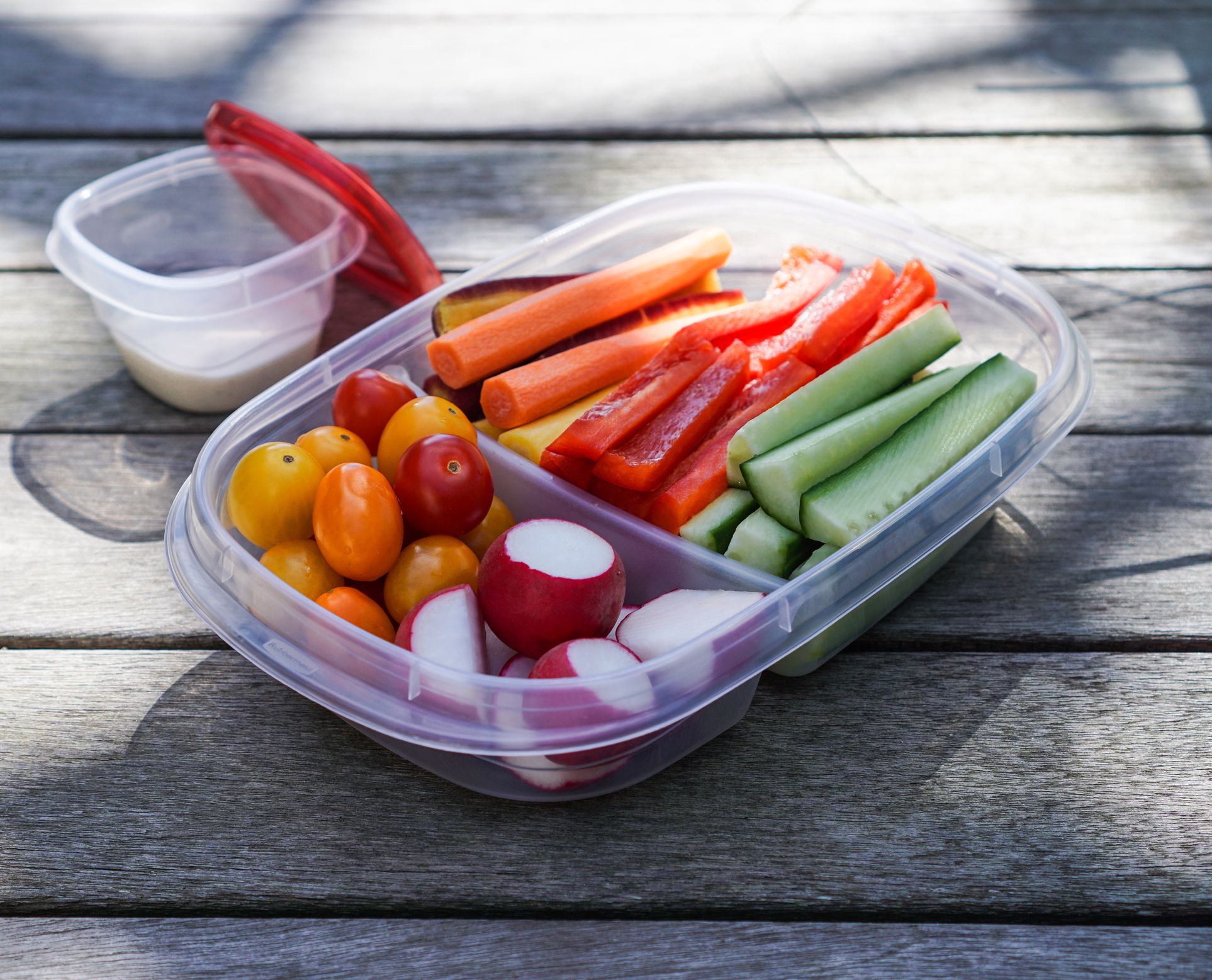 To go container of various vegetables